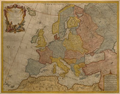 Map of Europe, Published in 1700, Paris by Guillaume Delisle